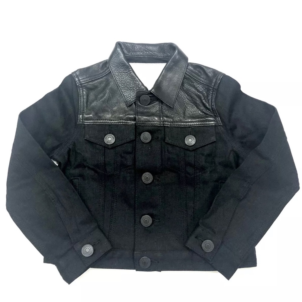 Girls Burberry Denim & Leather Jacket